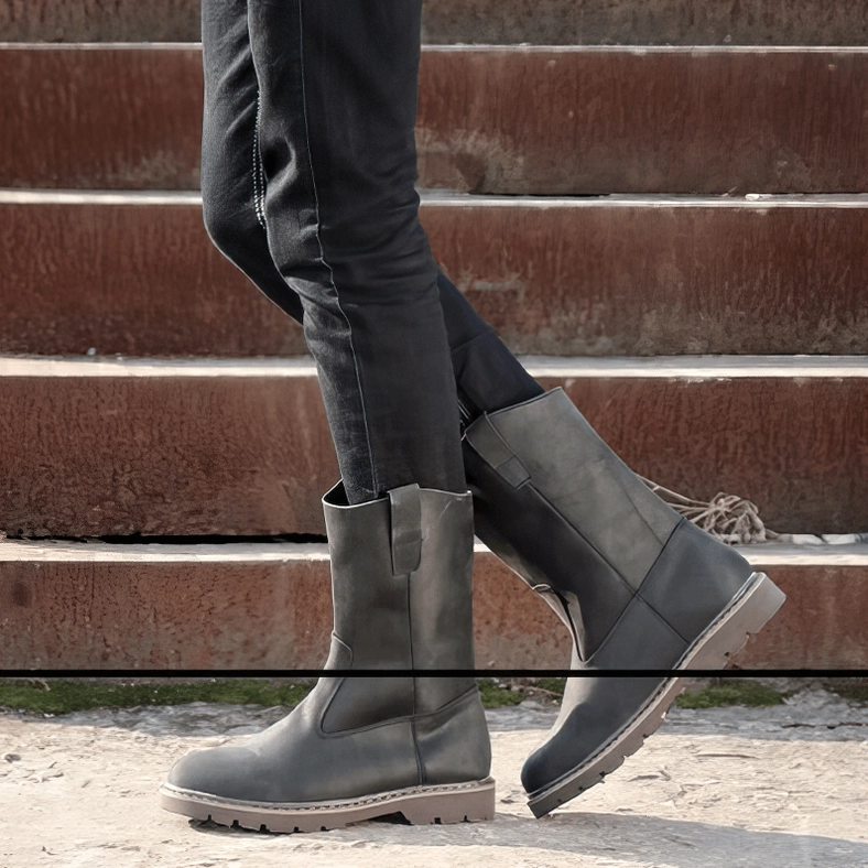 Gothic buckle boots men's alternative rock style casual wear lifestyle