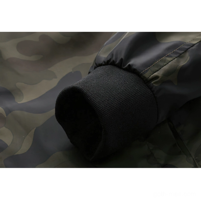 Gothic military camouflage bomber jacket styled product shot with modern alternative aesthetic