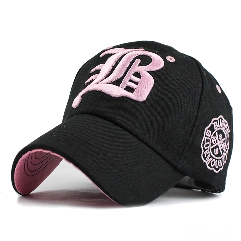 Black gothic baseball cap with pink letter embroidery and adjustable strap - alternative fashion statement piece