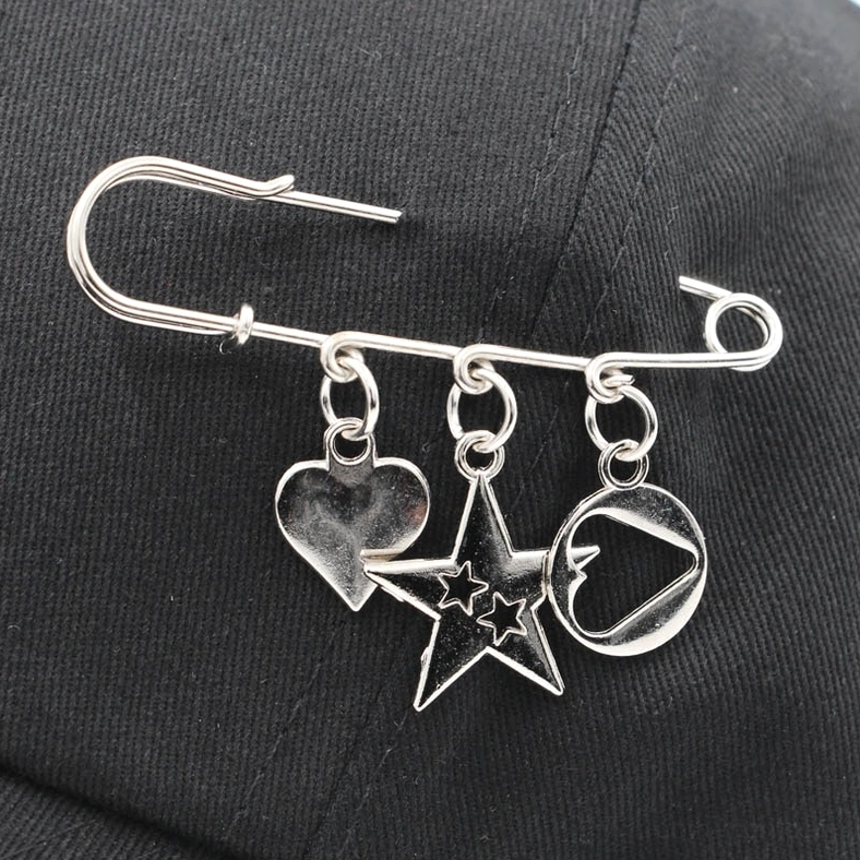 Gothic baseball cap flat lay showing overall silhouette and chain piercing hardware