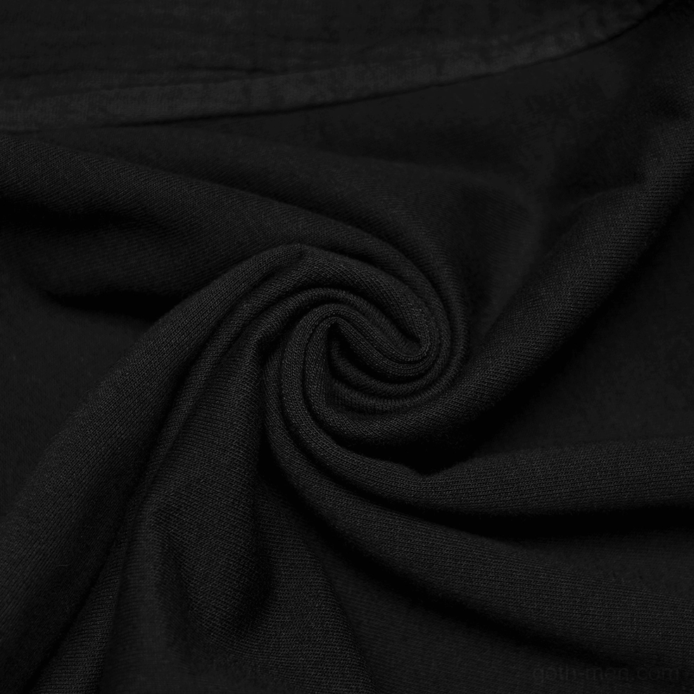 Black gothic cape vest hood design with asymmetric drape scarf integration