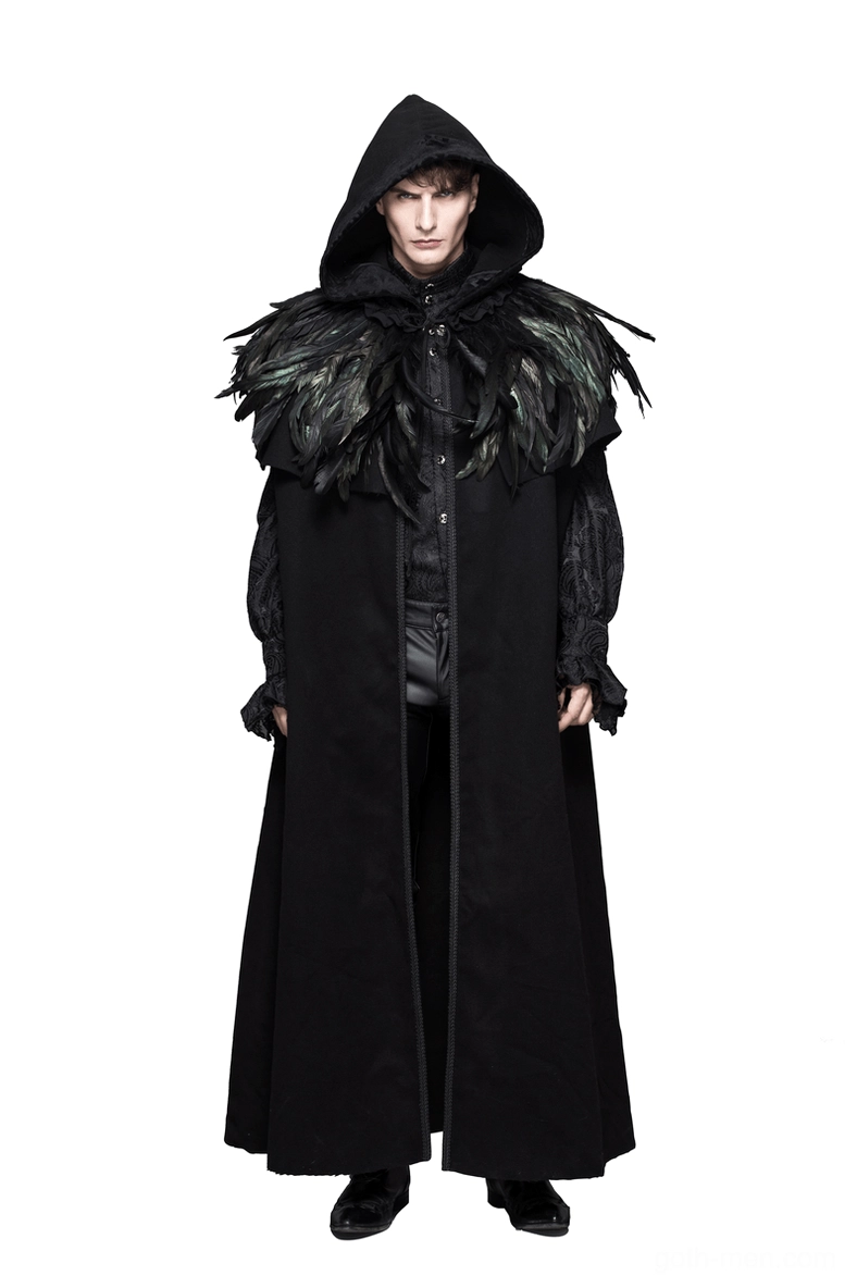 Theatrical gothic capelet dramatic raven feathers black steampunk shoulder accessory styling