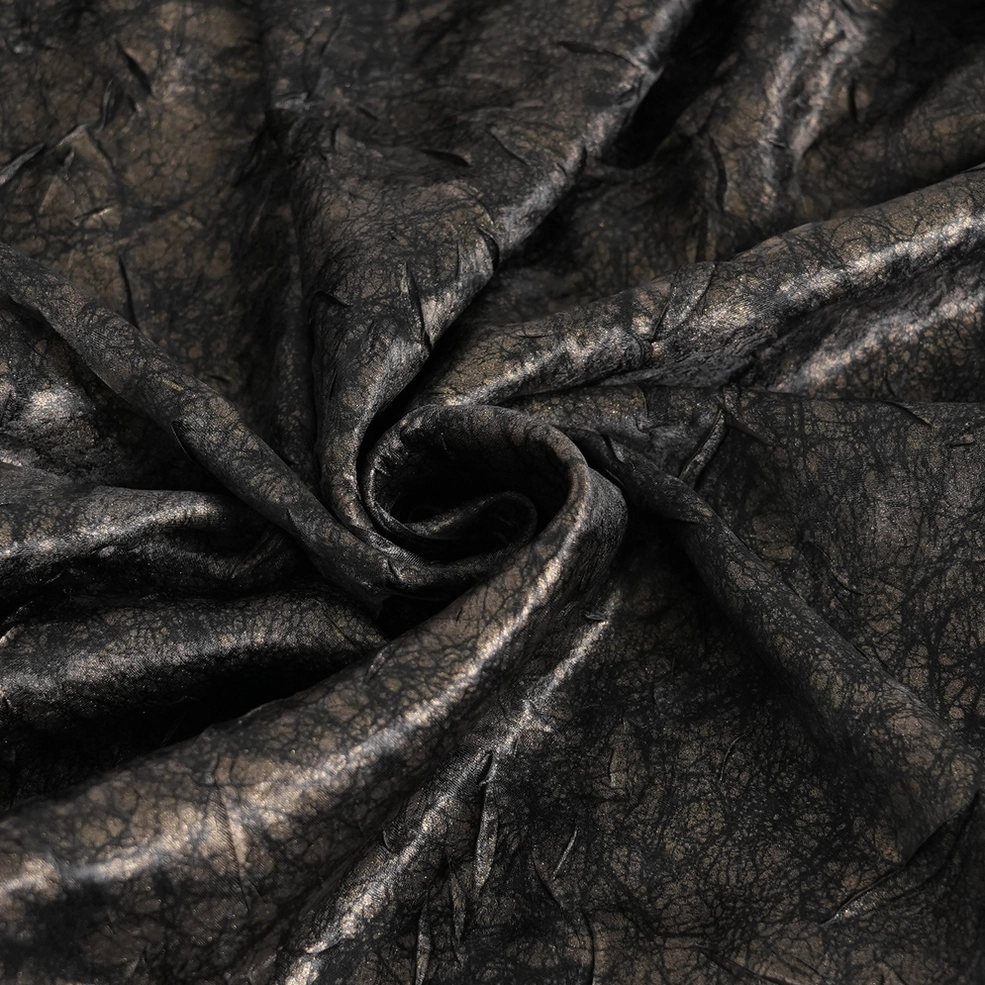 Gothic chain harness shirt textured crinkled fabric dark metallic finish details