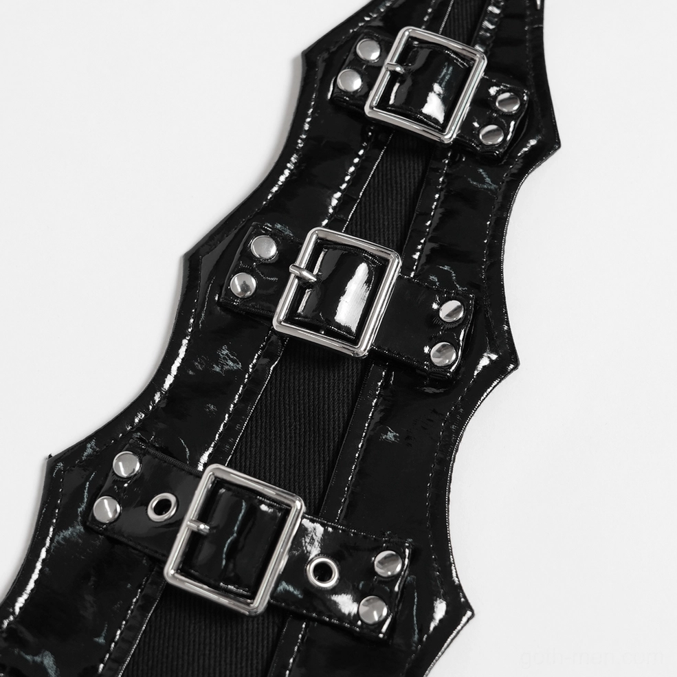 Gothic choker worn by model demonstrating adjustable fit and dramatic aesthetic for goth fashion