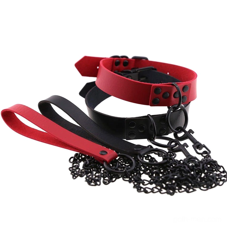 Gothic choker with leash attachment point and O-ring hardware for alternative fashion styling
