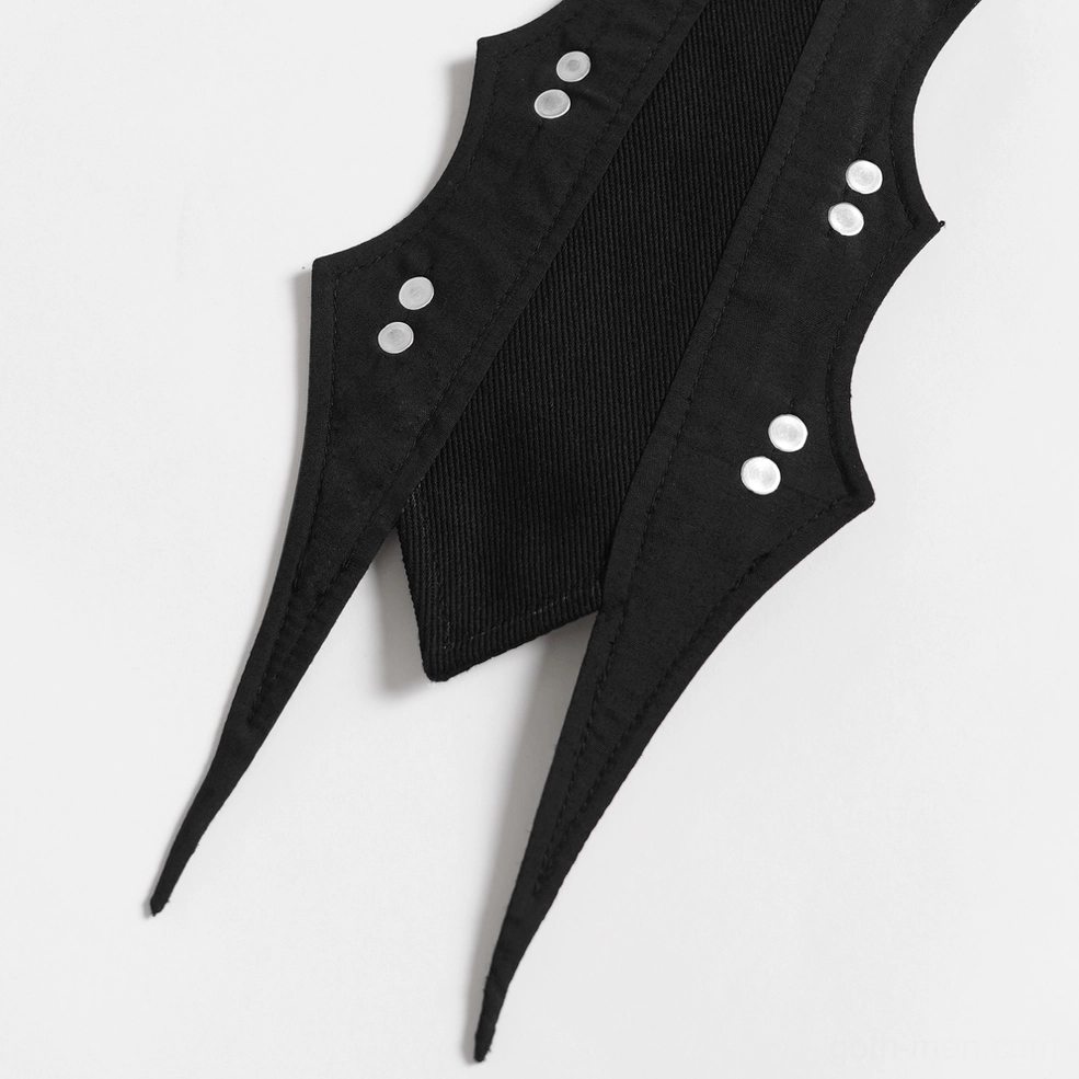 Black PU leather gothic punk choker with silver chains skull charms and buckle accents product showcase