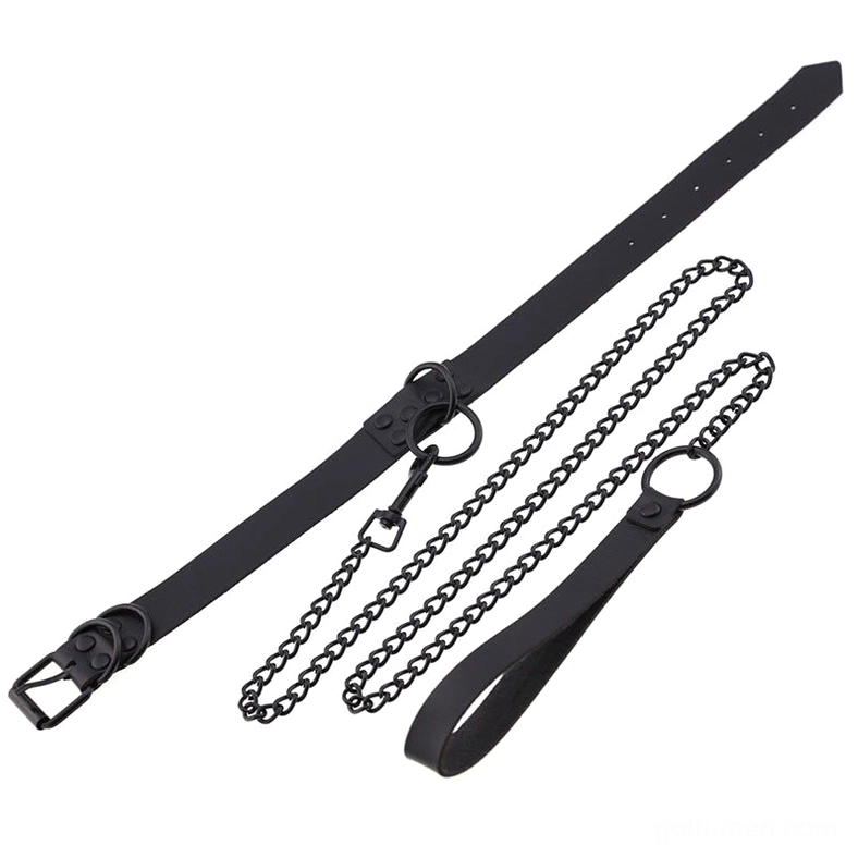 Gothic choker with metal O-ring pendant and adjustable sizing for unisex wear - studio product image