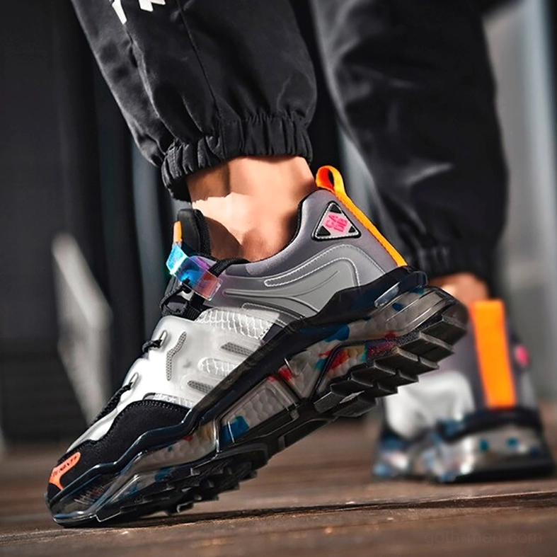 Gothic chunky sneaker architectural sole view displaying anti-slip rubber outsole and structural design for durability