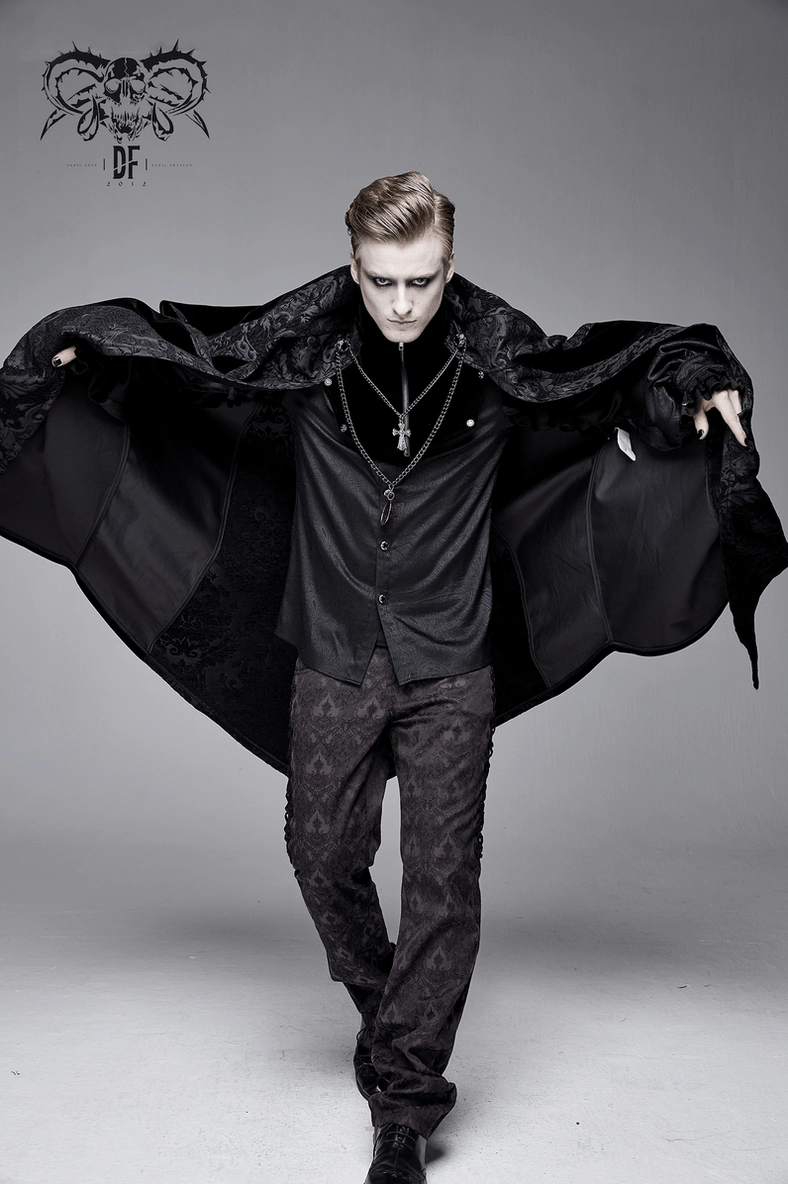 Care and maintenance guide for men's gothic cloak with hand wash instructions and storage recommendations