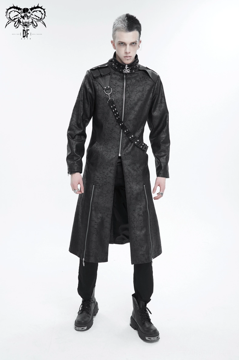 Gothic split coat fabric and seam detail revealing woven cotton-viscose blend construction and precision tailoring