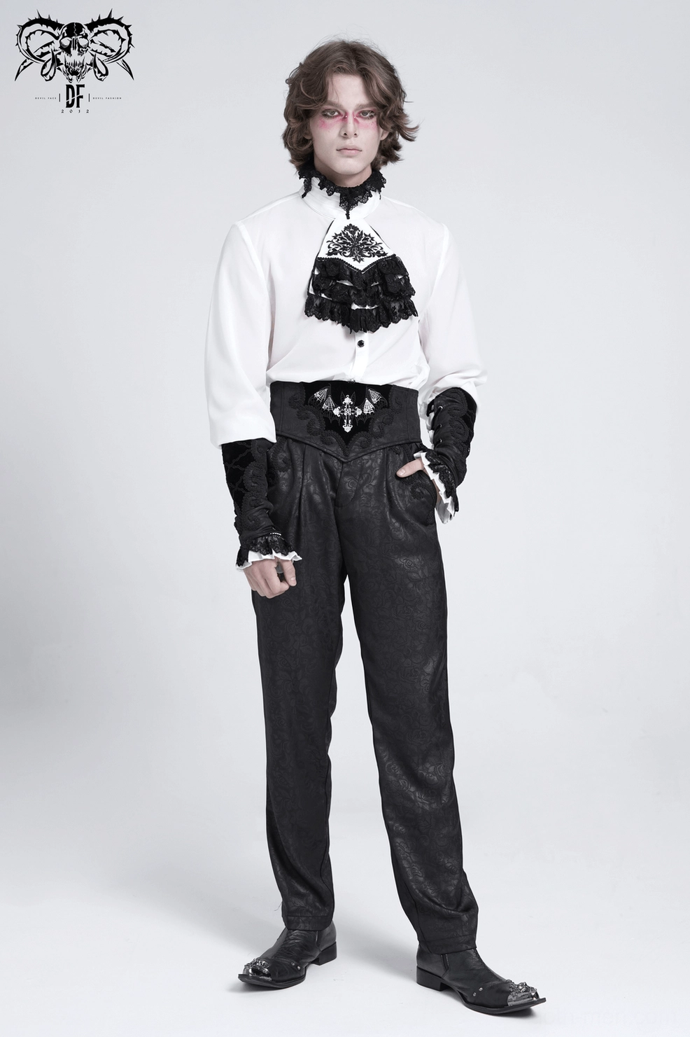 Black velvet gothic corset belt - lace-up adjustable fit and side profile view