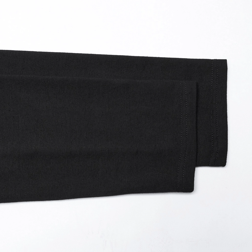 Black gothic cyberpunk armor sweatshirt long sleeve fabric detail showing soft knit material and cuff hem