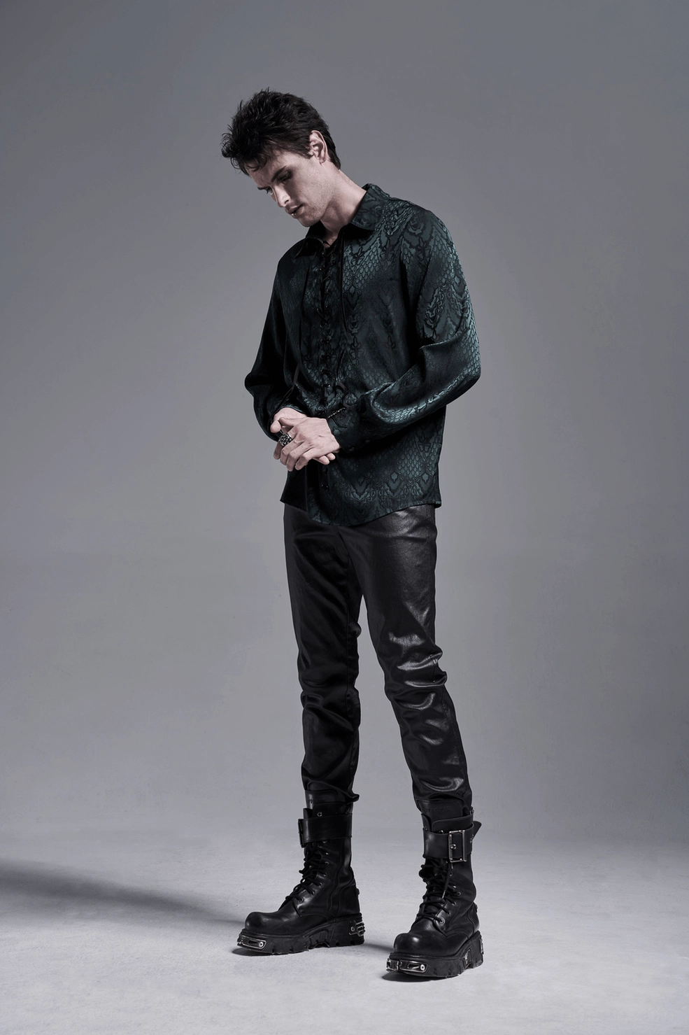Gothic Damask Lace-Up Shirt product display showing overall design elegance and sophisticated silhouette
