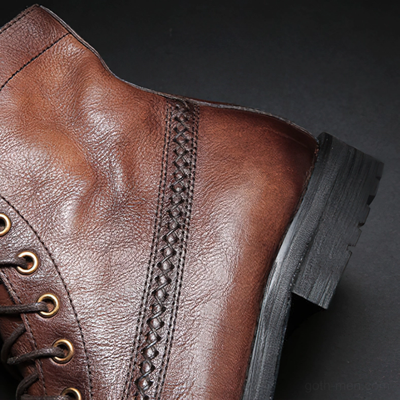 Gothic lace-up combat boots men authentic dark subculture aesthetic footwear