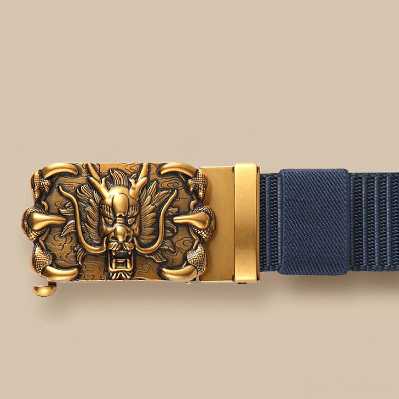 Full length gothic dragon belt with antique bronze buckle and automatic fastening system