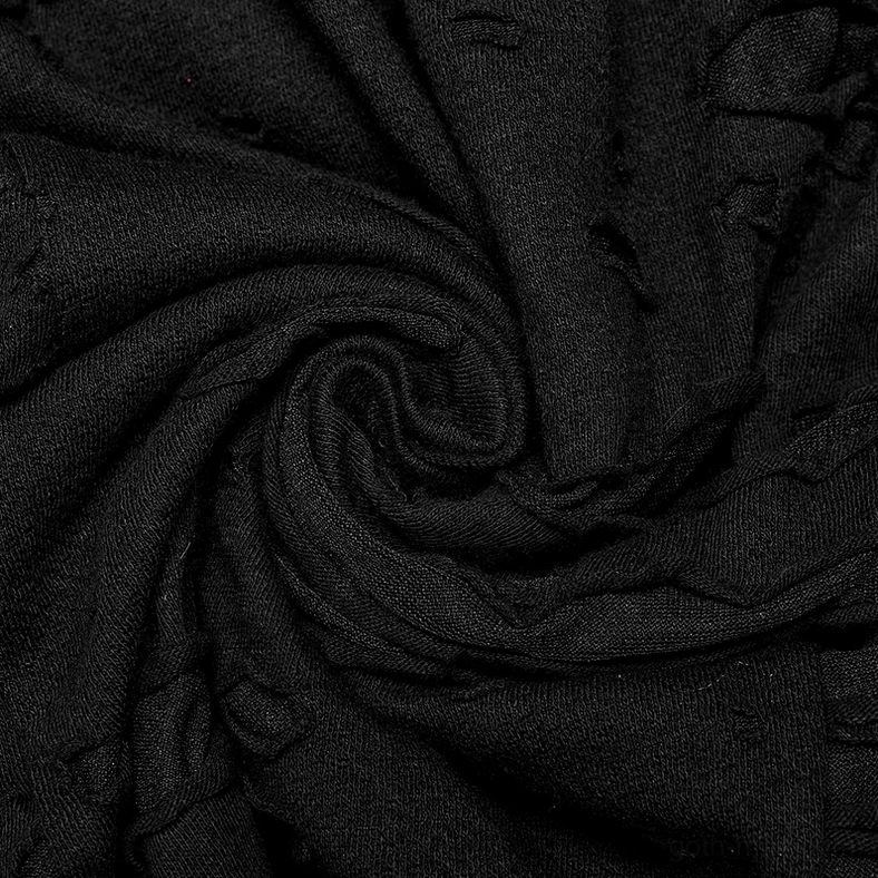 Black gothic drop-crotch cargo pants complete styling overview showing detachable strap system