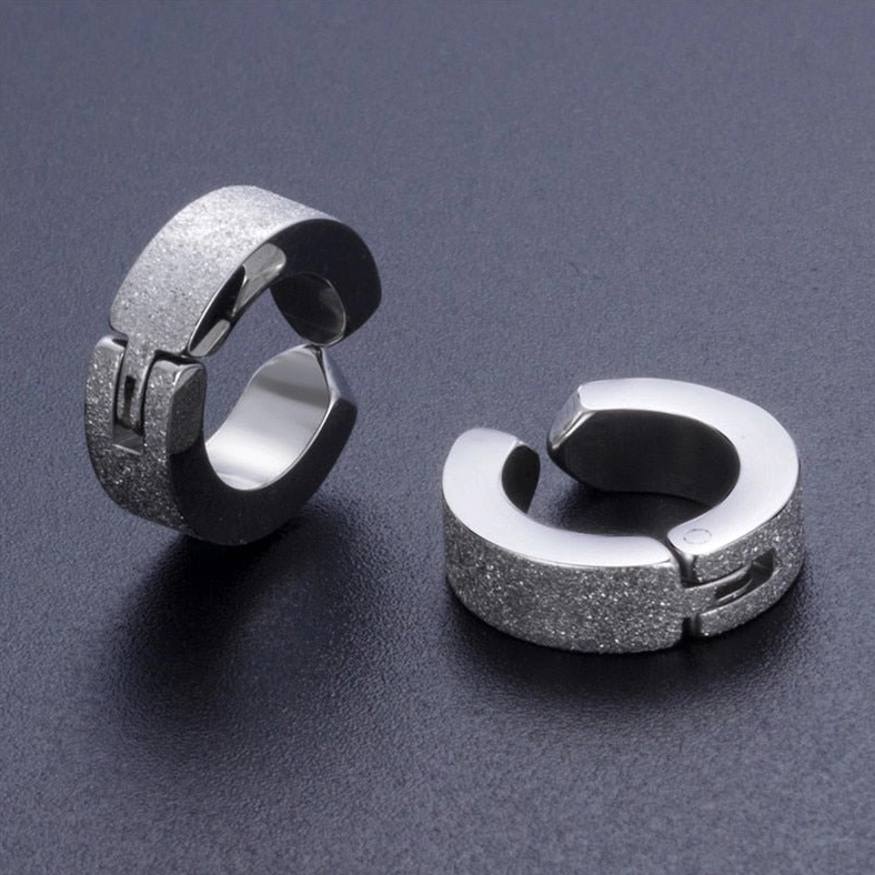 Unisex gothic stainless steel ear cuffs sizing guide - hoop earrings for alternative fashion style