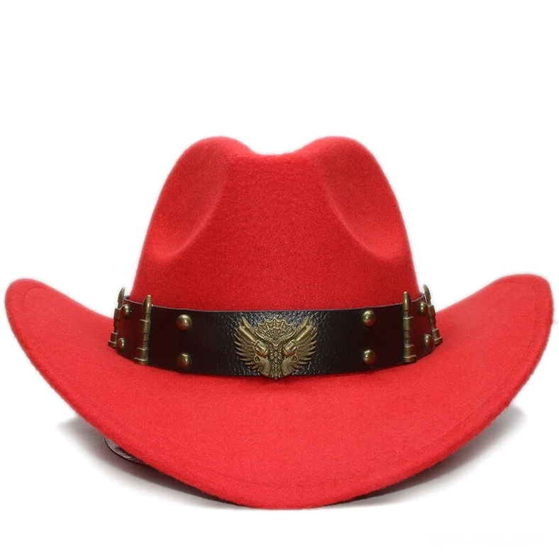 Gothic wool fedora hat showing premium materials including dense wool and genuine leather band construction