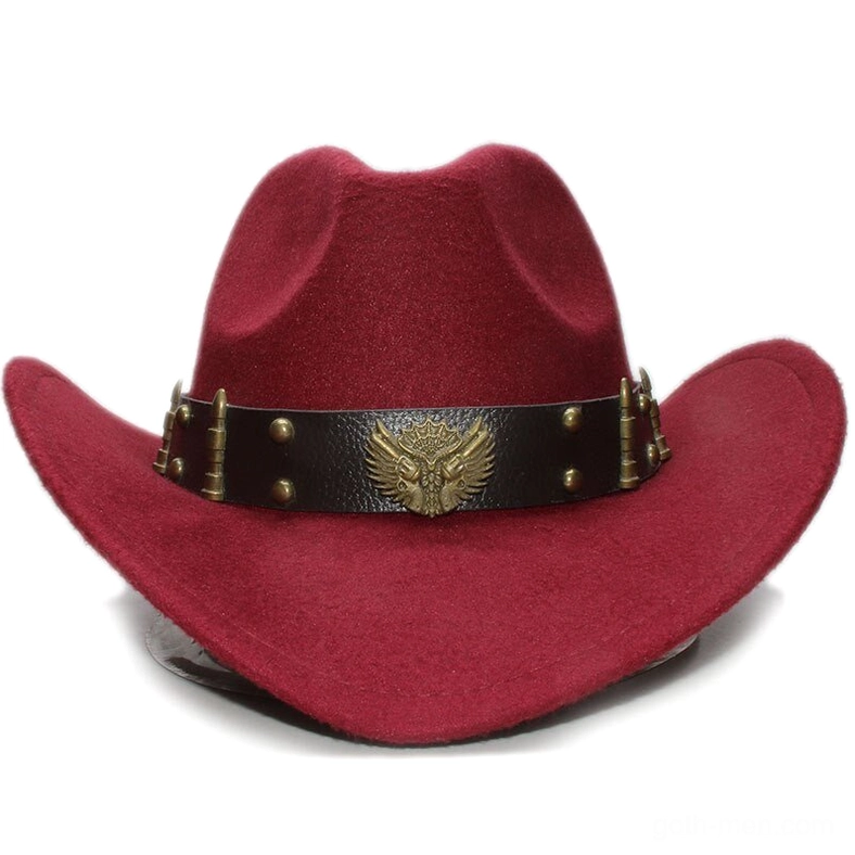 Gothic fedora hat featuring premium wool construction and hand-placed metal studs on leather band