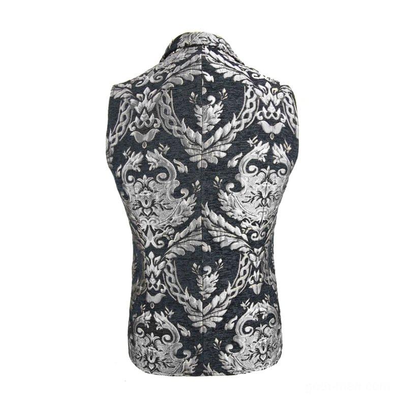 Gothic filigree waistcoat rear mannequin view ornate damask print coverage