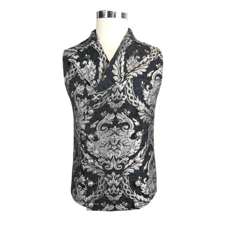 Gothic filigree waistcoat full front view mannequin with peaked lapels