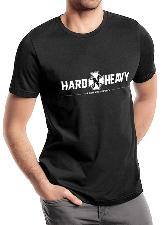 Gothic graphic crew neck tee for men front view black