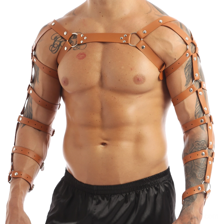 Gothic leather harness close-up buckle mechanism adjustable strap system metal hardware