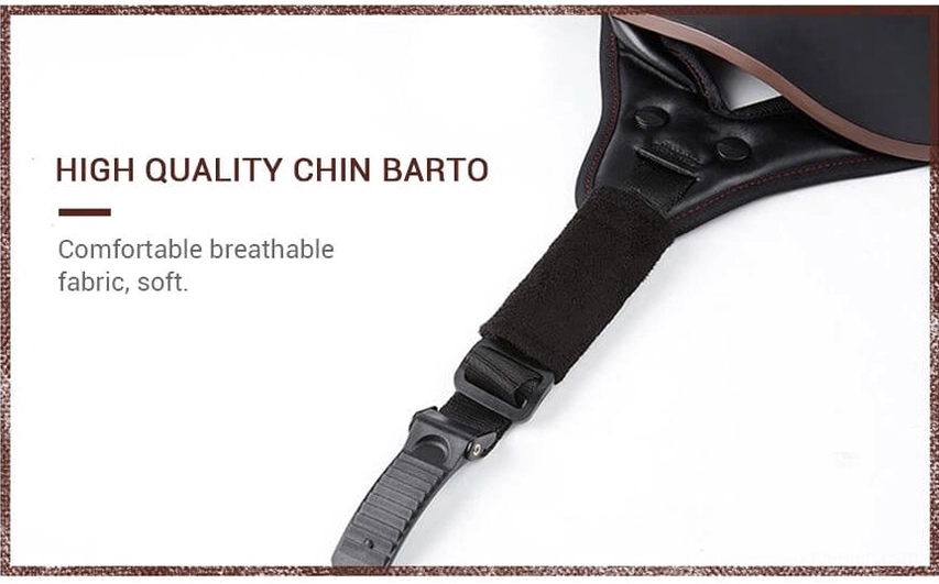 Premium synthetic leather chin strap with adjustable quick-release buckle for gothic half helmet