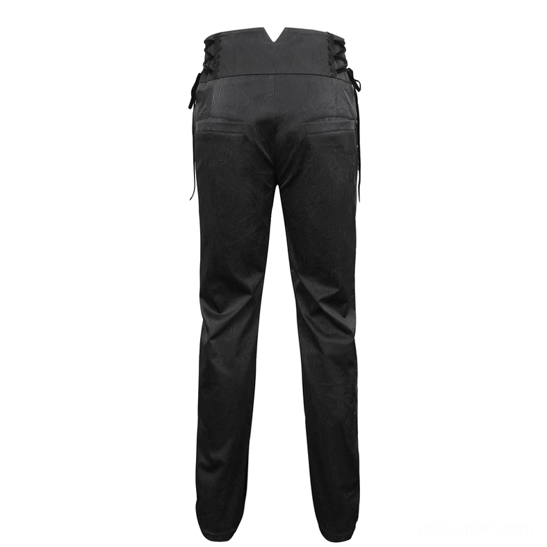 Vintage-inspired gothic trousers rear flat lay showing structured back waist and pocket placement