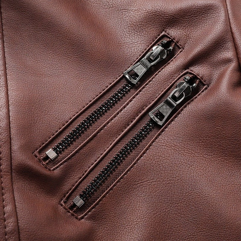 Gothic hooded leather biker jacket sleeve detail with cuff ribbing