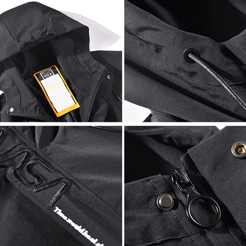 Gothic industrial cargo hooded jacket available in black blue green khaki color variations