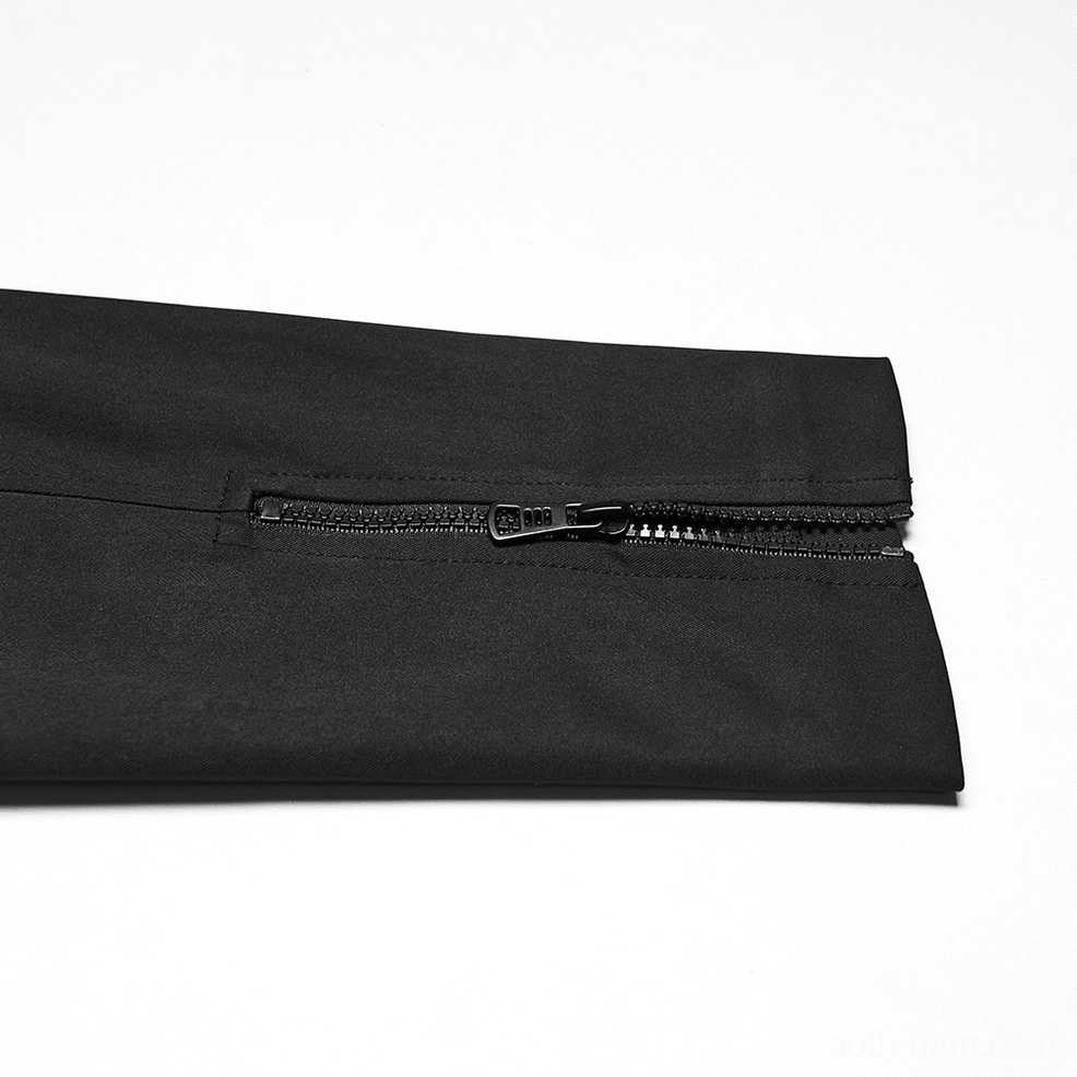 Black Gothic Tactical Jacket - Sleeve Cuff Zipper Detail Flat View