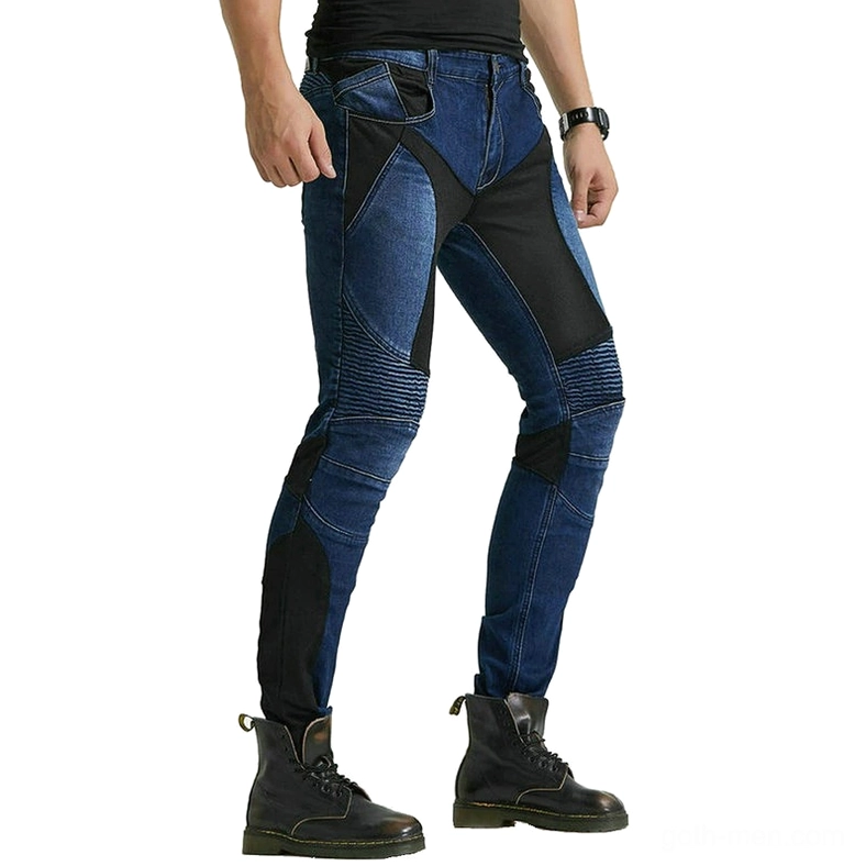 Detachable armor pads for gothic motorcycle protection jeans and equipment showcase