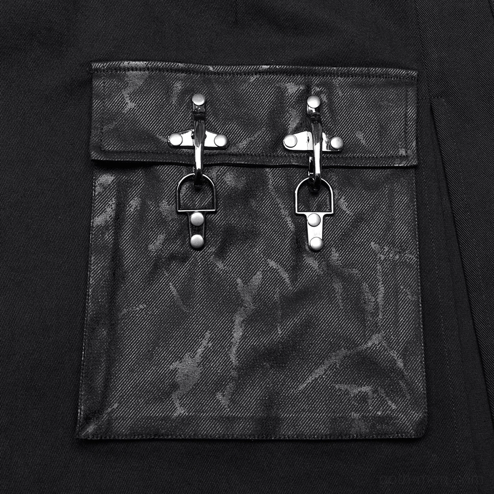 Close-up detail of Black Gothic Kilt dual leather belts with aged metal buckles and reinforced eyelets
