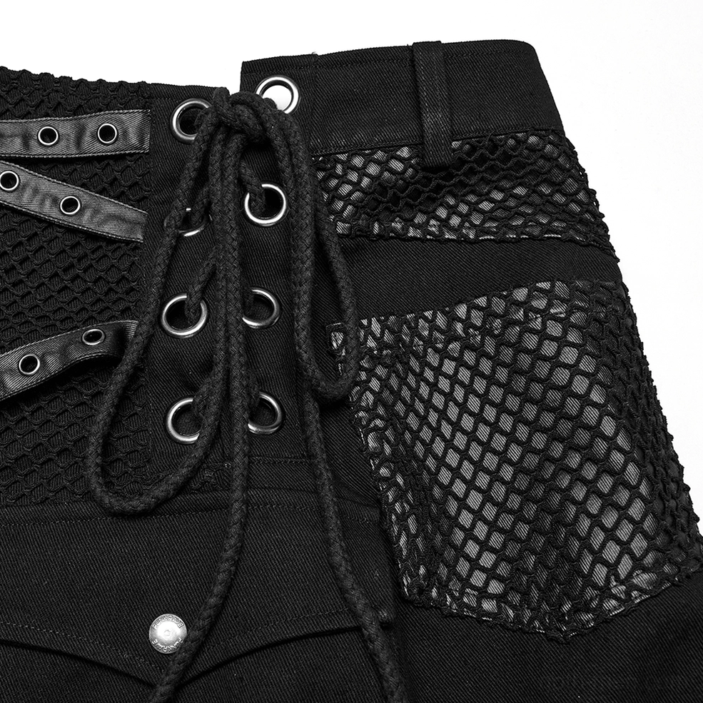 Mens Gothic Kilt Hardware and Edge Detail - Industrial Metal Snaps and Decorative Eyelet Construction