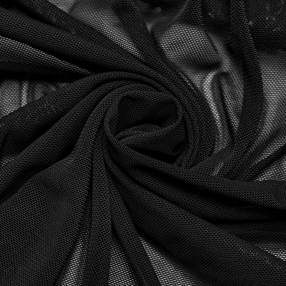 Measurement guide image showing how to properly measure black gothic lace ruffled shirt for sizing accuracy