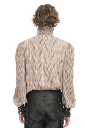 Gothic ruffled lace-up shirt back view showing puffed sleeves and structured collar detail