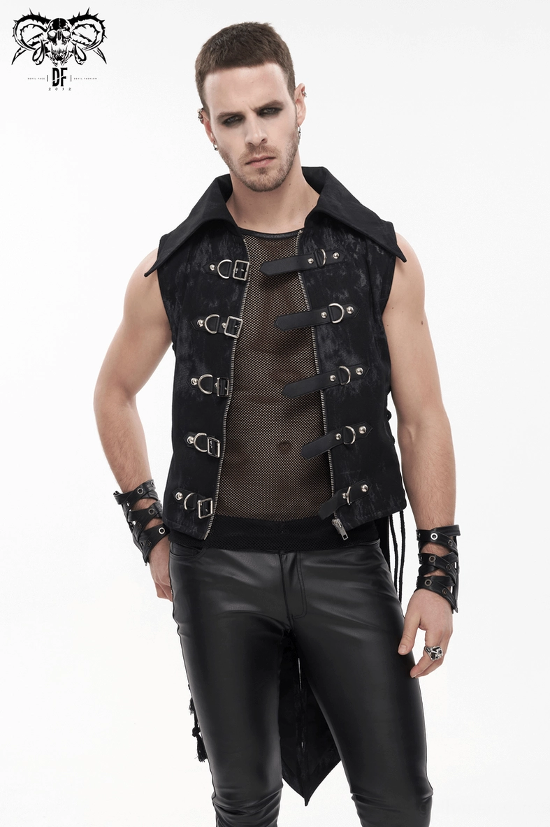Black gothic lace-up waistcoat styling inspiration worn with dark alternative fashion accessories and boots