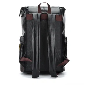 Gothic backpack rear view displaying breathable mesh back panel, padded shoulder straps, and brown accent details