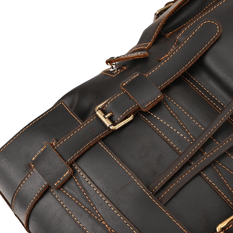 Gothic leather backpack bottom compartment and depth structure - dimensional view