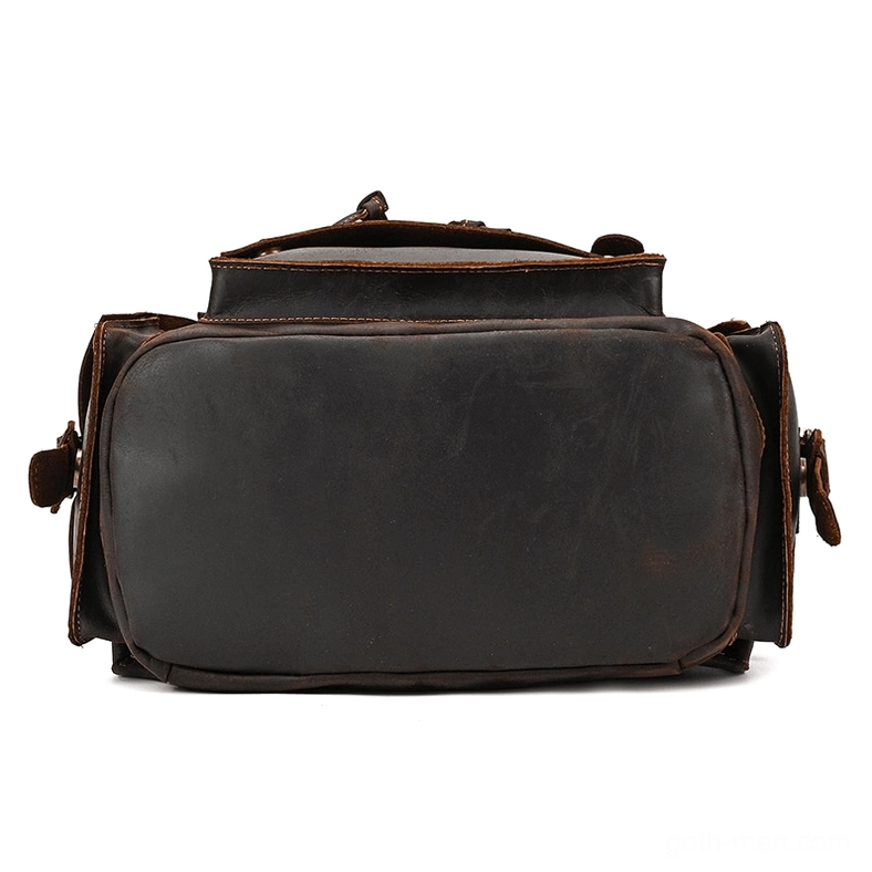 Genuine leather gothic backpack with structured support and vintage Victorian-inspired design