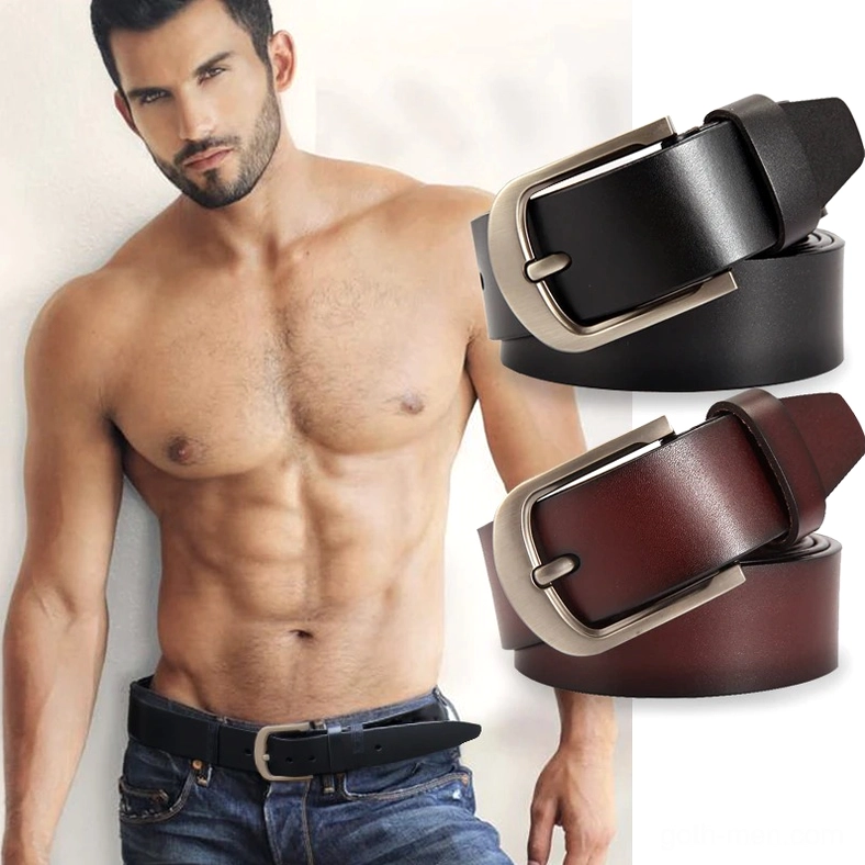 Black and brown cowhide leather belt collection with metal buckles, gothic men's fashion essentials