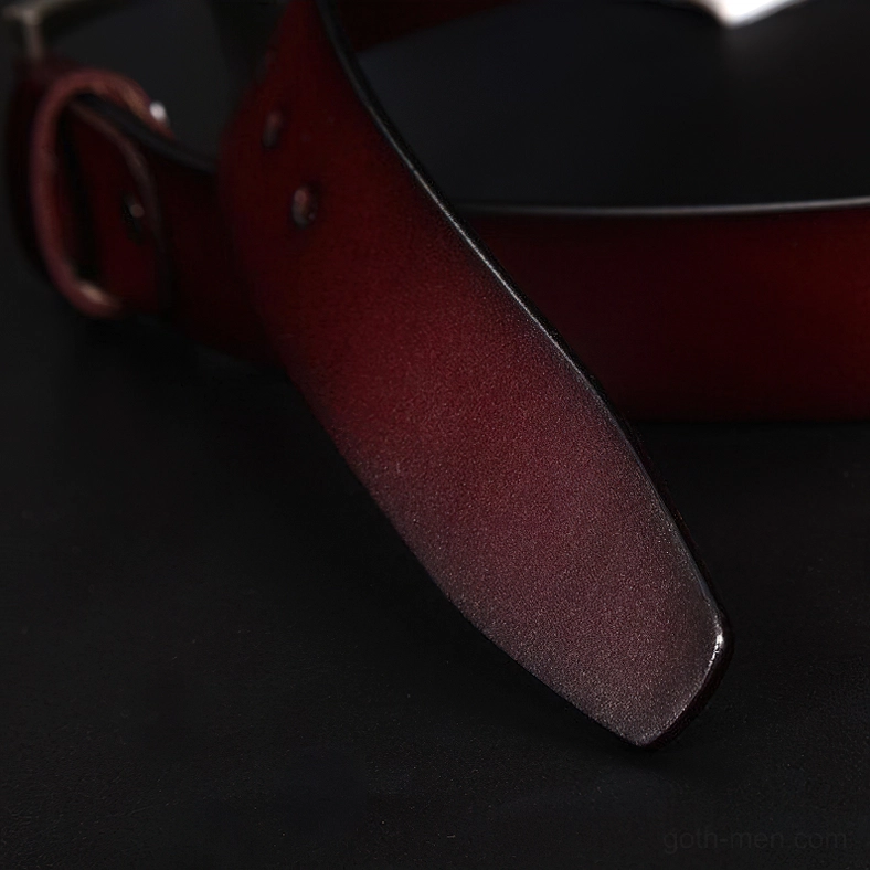 Genuine leather gothic belt with matte silver hardware, styled with dark fashion accessories