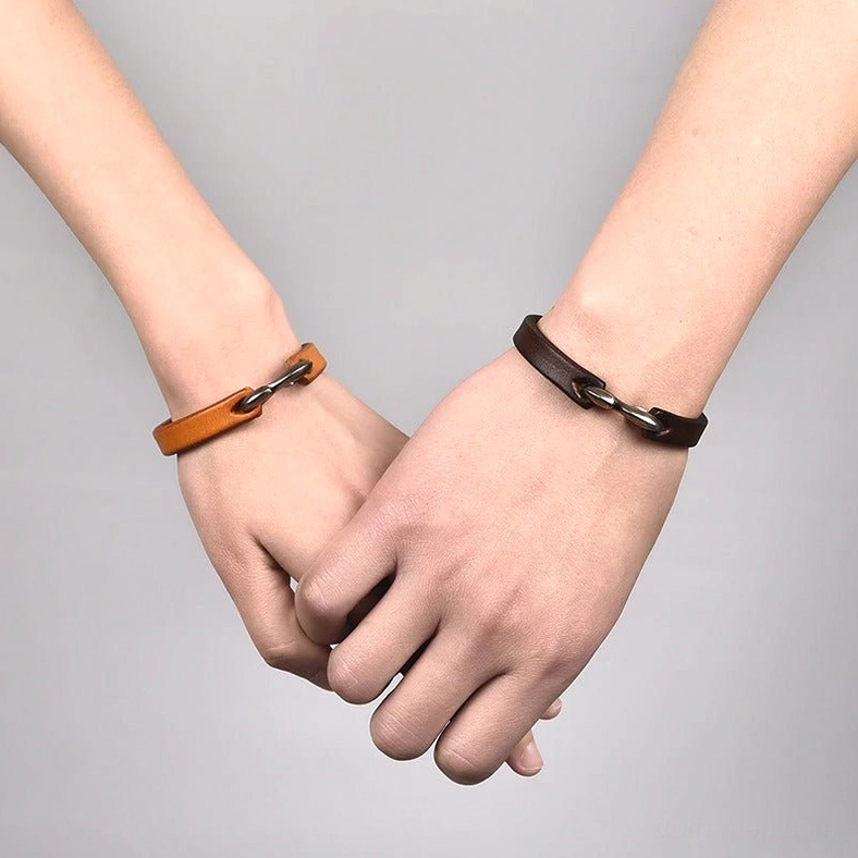 All three colors of genuine leather gothic cuff bracelets, black brown and tan color options