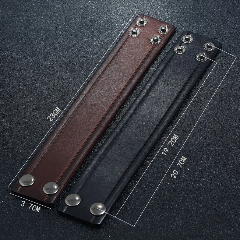 Unassembled leather bracelet straps with size dimension markings for gothic cuff bracelet