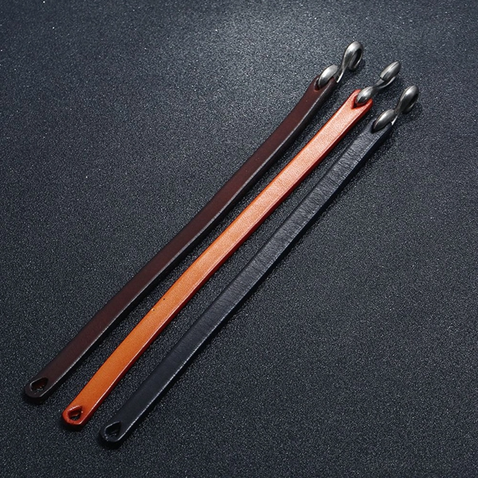 genuine leather gothic cuff bracelets - unisex narrow band with hook clasp in multiple colors