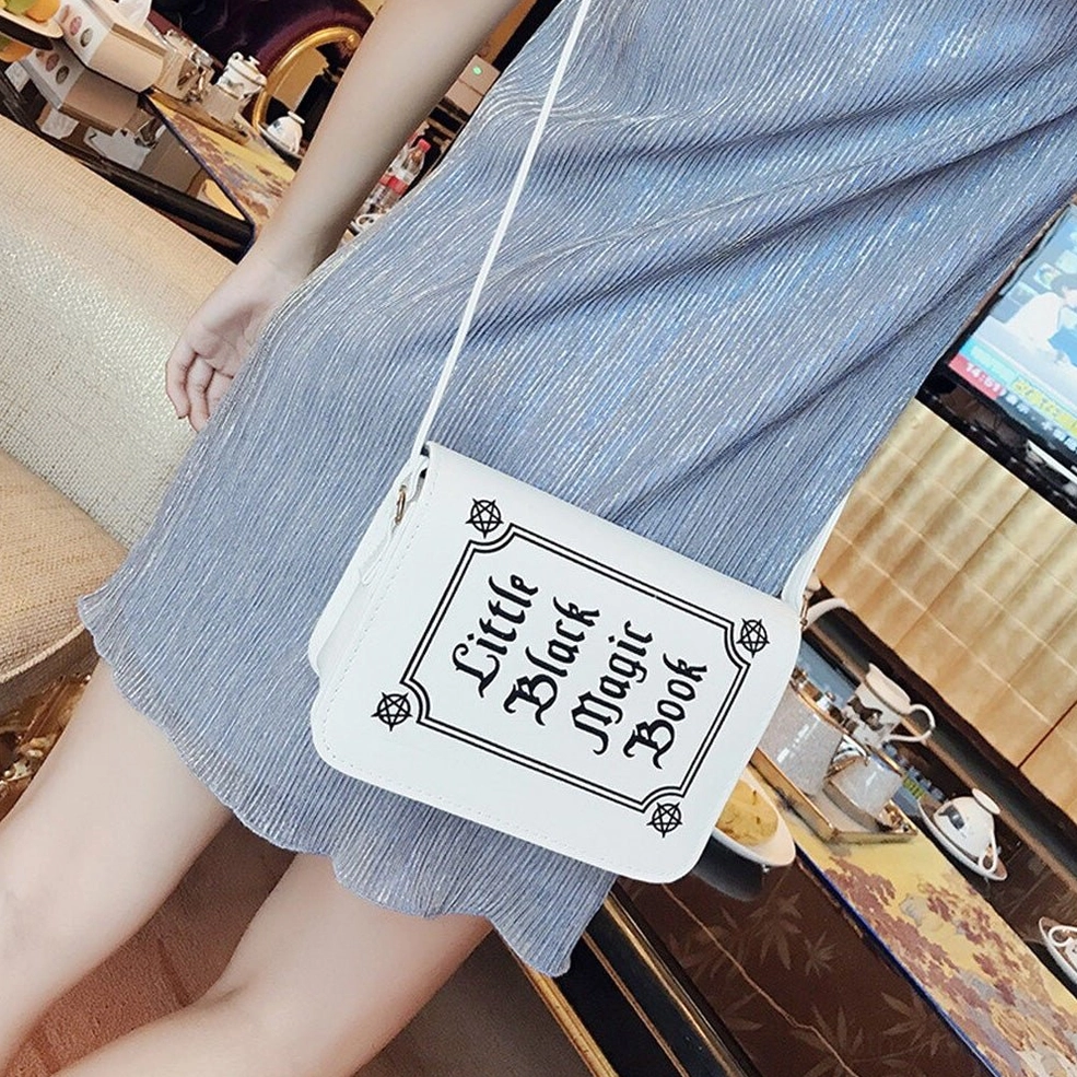 Gothic letter shoulder bag display showing overall silhouette and aesthetic styling
