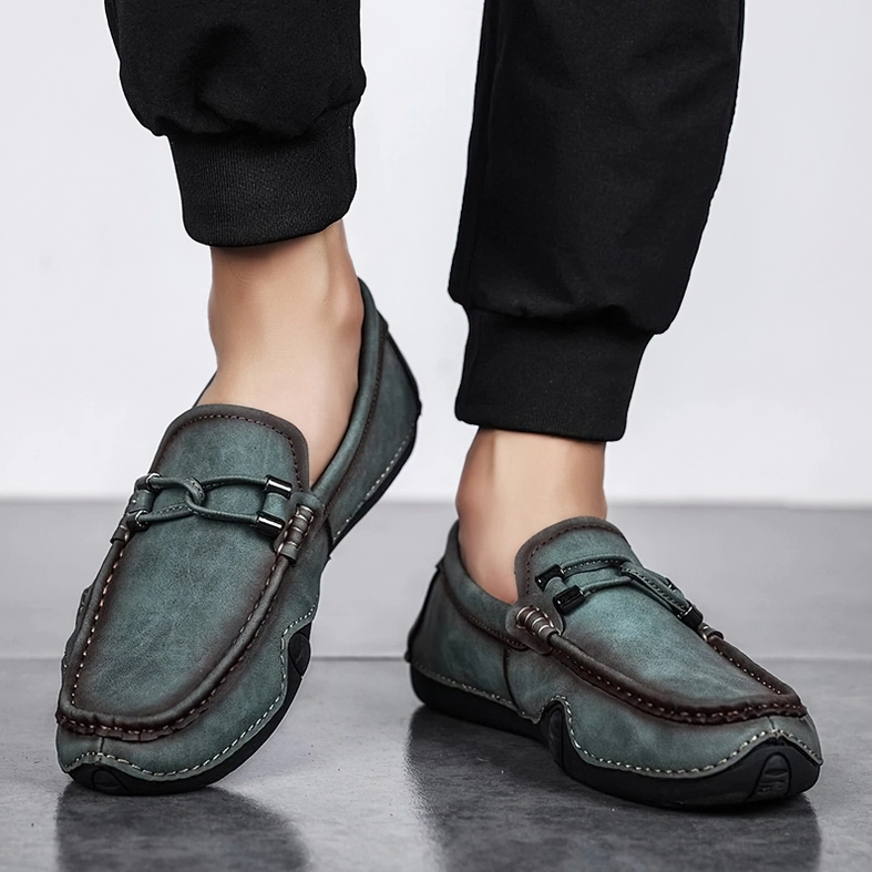 Alternative dark aesthetic mens loafers outsole construction showing durable rubber material