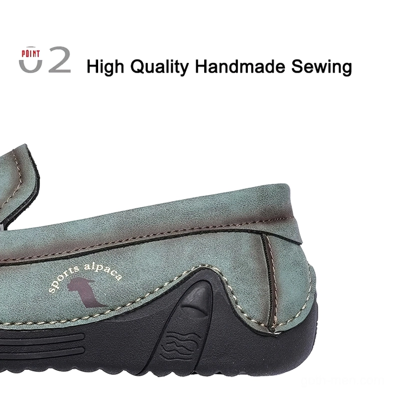 Gothic loafers heel section rear view showing branded label and construction detail