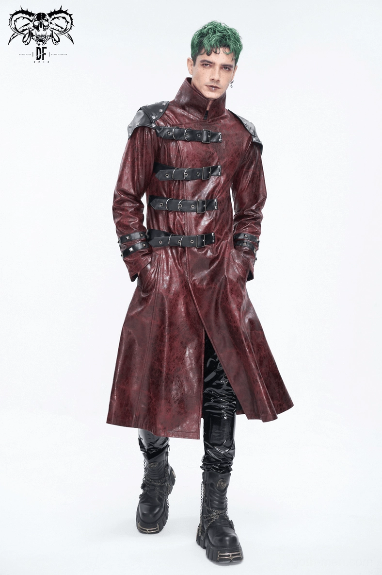 Gothic men's coat side silhouette showing fitted waist and structural shoulder armor